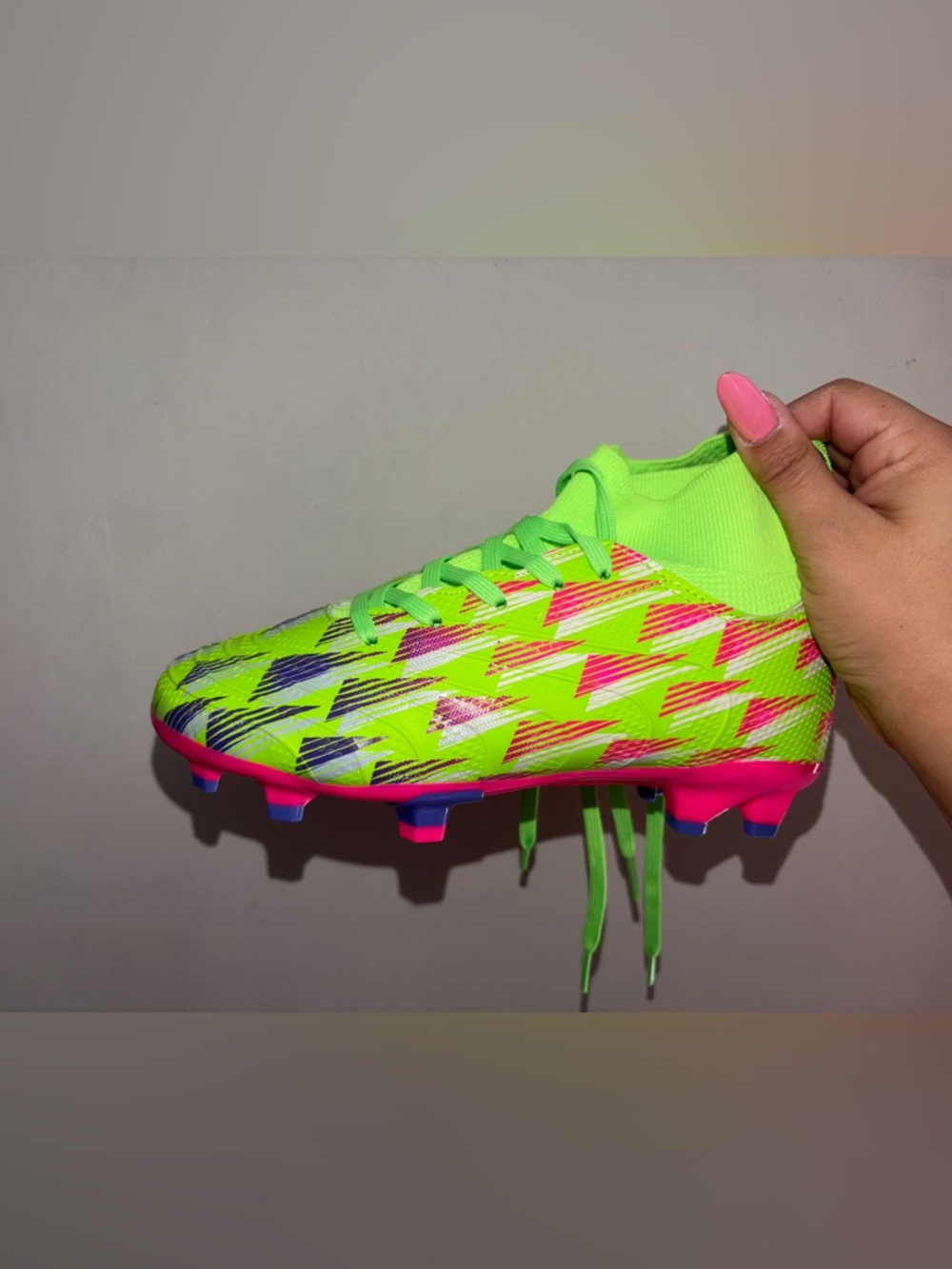 Neon Green Multi-Color Soccer Cleats